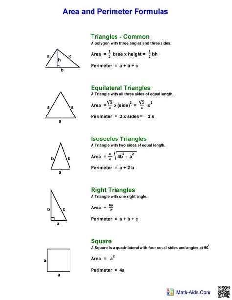 Perimeter & Area of Squares, Rectangles, & Triangles - Ms. Roy's Grade 7 Math Perimeter Of Triangle, Area And Perimeter Formulas, Grade 7 Math, Area Of Triangles, Evaluating Algebraic Expressions, Calculate Area, Simplifying Algebraic Expressions, Adding Decimals, Length Width Height