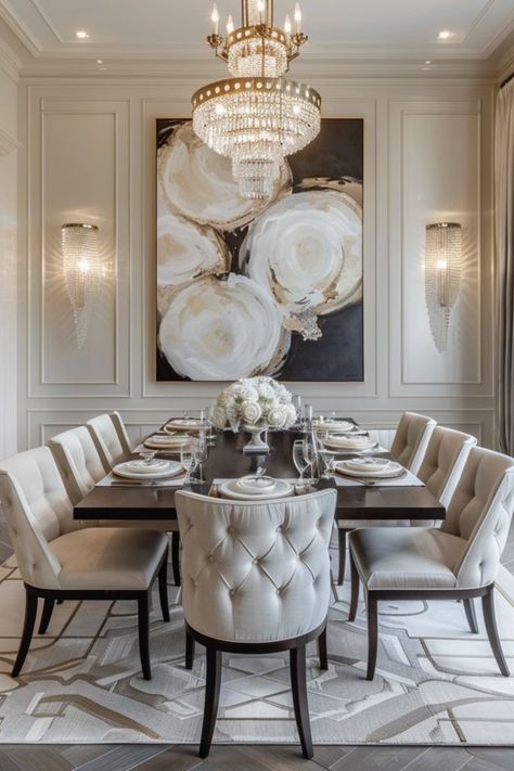 Transform Your Space with Elegant Dining Room Decor 🍽️✨ Discover the beauty of elegant dining room decor. Embrace sophisticated furnishings, luxurious fabrics, and timeless accents to create a space perfect for hosting and dining. 🌿🪑 Enjoy the charm and refinement of an elegant dining room! 🏡💛 #ElegantDining #HomeDecor #InteriorDesign #DiningRoom Elegant Dining Room Decor, Bedroom Window Design, Dining Room Decor Elegant, Interior Design Minimal, Cozy Baby Room, Dining Table Design Modern, Elegant Dining Room, Dining Room Inspiration, Dining Table Design