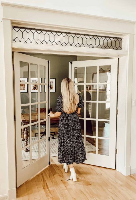 How to Install DIY French Doors While Adding Character and Charm to Your Home - Cassie Jean Diy French Doors, Installing French Doors, Custom French Doors, Cremone Bolt, Diy Stained Glass Window, Leaded Glass Windows, Office Door, Transom Windows, French Doors Interior