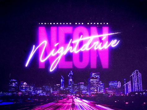 Text Effects Photoshop, Vintage Futuristic, Neon 80s, Neon Typography, Neon Text, Photoshop Tutorial Graphics, Magazine Titles, Photoshop Text Effects, Retro Text