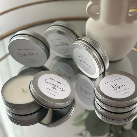 🌿 Travel Tin Candles 🕯️ 4oz soy wax tin candles are now available in our year-round and seasonal scents 🫶🌸 #soywaxcandle #travelcandle #candlemaking #handmadecandle #candlephotography #aromacandles #soycandles #eastergifts #giftideas #cleanburningcandles #ecocandles #instagood #joy #hope #love Candles In Tins, Christmas Tin Candle, White Tin Candle, Travel Candle Tin, Black Tin Candle, Eco Candles, Travel Tin Candles, Aroma Candle, Travel Candles