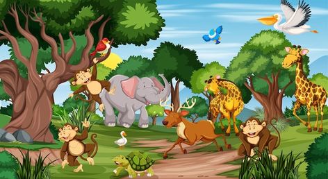 Cartoon Zoo Animals, Forest Animals Illustration, Hare Pictures, Farm Cartoon, Forest Cartoon, Clo 3d, Wildlife Day, Different Animals, Animal Mural