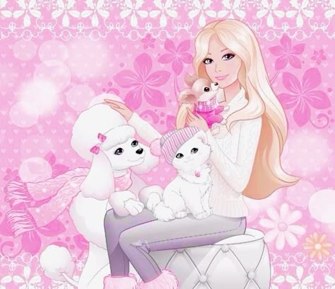 Pink Christmas Pfp, Barbie Dog, Barbie Art, Coquette Christmas, Barbie Cartoon, Barbie Images, Winter Princess, Barbie Aesthetic, Pink Paradise