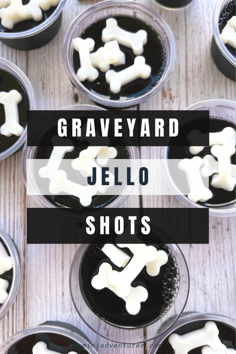 Skull Jello Shots, Black Jello Shots Recipes, Ghost Jello Shots, Black Foods For Color Party, Halloween Jell-o Shots, Black Jello Shots, Spooky Jello Shots, Themed Jello Shots, Spooky Jello