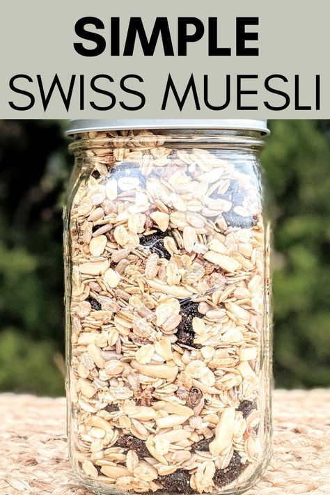 Are you looking for a quick and easy breakfast option? This Healthy Swiss Muesli recipe has you covered! Filled with wholesome whole grains and naturally sweetened with dried fruit, this muesli is perfect to have on hand for busy mornings! #breakfast #muesli #vegetarian #vegan Homemade Muesli Recipe Healthy, Swiss Muesli Recipe, Swiss Breakfast Traditional, Museli Oatmeal Recipe, Muslei Cereal, Musli Recipe, Diy Muesli, Muesli Recipe Breakfast, Healthy Muesli Recipe