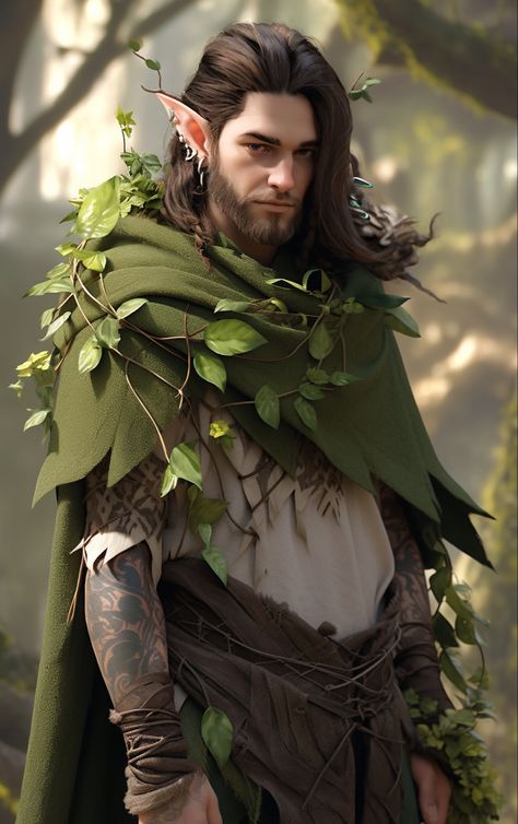 Mens Druid Costume, Male Woodland Creature Costume, Druid Cosplay Male, Druid Aesthetic Male, Male Fairy Cosplay, Elf Costume Male, Green Man Costume, Male Elf Cosplay, Dnd Elf Male