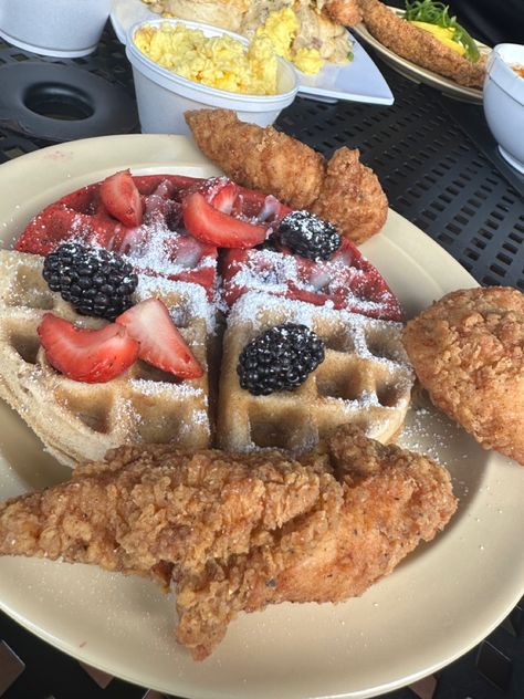 friend date, brunch in atlanta. red velvet waffles. milk and honey cascade. Waffles Plating, Chicken Waffles, Tooth Pick, Brunch Date, Chicken And Waffles, Milk And Honey, Food Plating, Food Obsession, Sweet 16