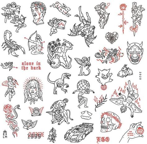 Small Dope Tattoos, Flash Sheets, Tattoo Inspiration Men, Flash Tattoo Designs, Getting A Tattoo, Red Ink Tattoos, Red Tattoos, Small Hand Tattoos, Minimalist Tattoos