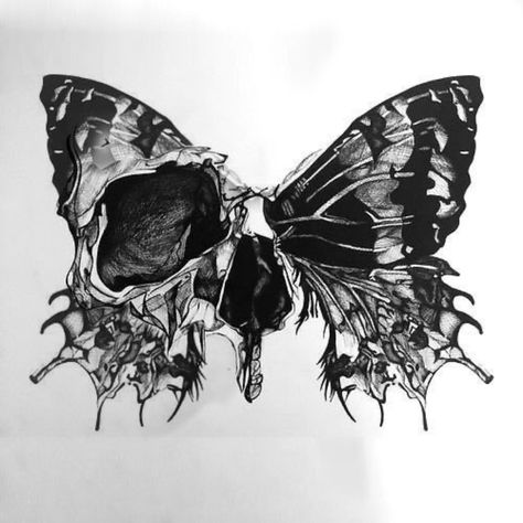 Skull Butterfly Tattoo, Le Tattoo, Skull Butterfly, Half Skull, Throat Tattoo, Ring Finger Tattoos, Dark Art Tattoo, Butterfly Tattoo Designs, Tattoo Design Book