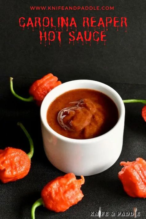 California Reaper Pepper Recipes, Carolina Reaper Recipe, Carolina Reaper Hot Sauce Recipe, Reaper Hot Sauce, Diy Sauces, Hot Pepper Recipes, Wing Sauce Recipes, Homemade Hot Sauce, Pepper Recipes