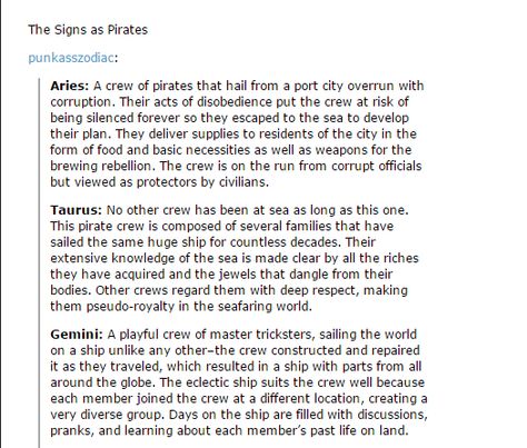 Great for creating characters! You can find the rest here: http://astrolofae.tumblr.com/post/132329829060/the-signs-as-pirates  #pirates #writing #writingprompts Pirate Writing Ideas, Pirate Writing Prompt, Pirate Prompts, Pirate Writing, Creating Characters, Writing Tips, Writing Prompts, Philosophy, Zodiac Signs