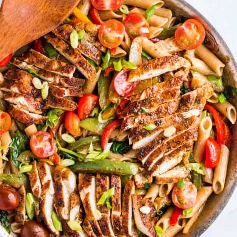 Easy Jerk Chicken Recipe with Pasta (Gluten & Dairy Free) - Abbey's Kitchen Jerk Chicken Recipes, Easy Jerk Chicken Recipe, Jerk Chicken Pasta, Chicken Recipes Dairy Free, Dairy Free Pasta Recipes, Chicken Season, Dairy Free Recipes Easy, Jerk Chicken Recipe, Dairy Free Recipes Dinner