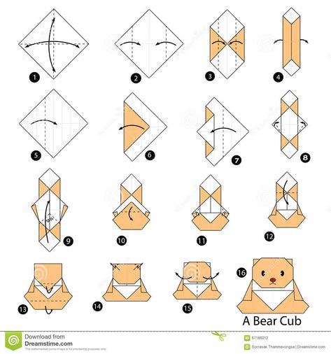 Illustration about Step by step instructions how to make origami. Illustration of creative, beauty, folded - 67186012 Origami Ladybug, Origami Bear, Easy Origami Animals, Origami Box Tutorial, Origami For Beginners, Origami And Kirigami, Cute Paper, How To Make Origami, Easy Origami