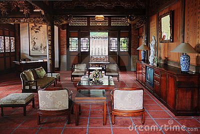 Living room of classical Chinese house Traditional Chinese House Interior, Traditional Chinese Interior Design, Chinese House Interior, Traditional Chinese Interior, Traditional House Interior, Traditional Chinese House, Retro Style Living Room, Chinese Style Living Room, Chinese Interior Design