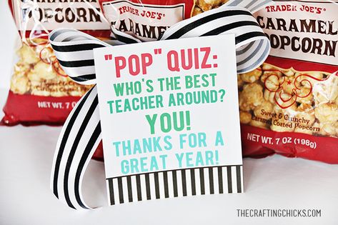 Popcorn Teacher Gift, Popcorn Teacher Appreciation, Teacher Lunches, Easy Teacher Gifts, Teacher Gift Printables, Teacher Gift Baskets, Teacher Holiday Gifts, Teacher Treats, Appreciation Printable