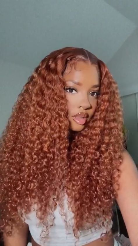 350 Weave Hairstyles, Curly Wig Colors Black Women, Curly Ginger Wig, Ginger Hairstyles, Ginger Hair Color, Curly Human Hair Wig, Curly Lace Front Wigs, Hair Stylist Life, Front Lace Wigs Human Hair