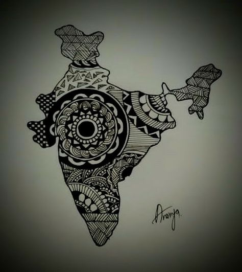 Indian map Indian Map, Map Tattoo, Easy Mandala, Easy Mandala Drawing, Mandala Art Therapy, Simple Mandala, Skull Wallpaper, Art Easy, Mandala Drawing