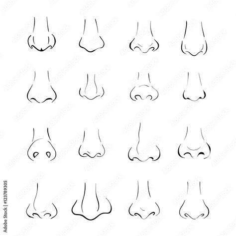 Nose Sketch, Cartoon Noses, Anime Nose, Different Nose Shapes, Nose Types, Human Sketch, Tattoo Outline Drawing, Mouth Drawing, Photoshop Design Ideas