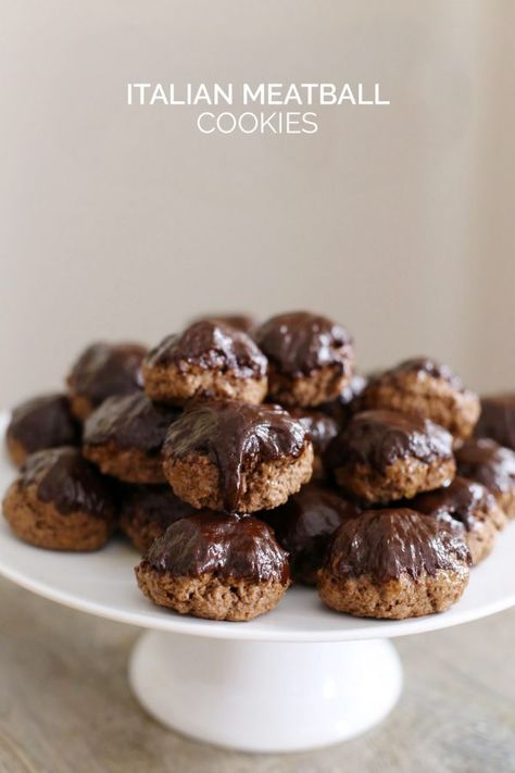 Italian Meatball Cookies by @cydconverse Chocolate Meatball Cookies, Italian Meatball Cookies, Gluten Free Italian Cookies, Meatball Cookies, Holiday Recipies, Christmas Cookie Swap, Italian Meatball, Gluten Free Italian, Christmas Food Treats