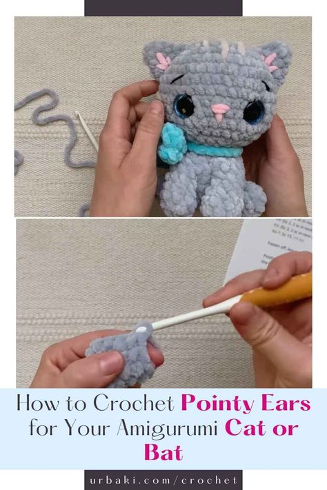 Adding pointy ears to your amigurumi cat or bat is a delightful and imaginative way to enhance the personality and charm of your crochet creation. Whether you're crafting a whimsical feline friend or a spooky nocturnal creature, these pointy ears bring character and uniqueness to your amigurumi project. Learning how to crochet these distinctive ears is a creative and enjoyable process that allows you to customize your amigurumi with a touch of personality. To begin, gather the... Amigurumi Characters, Bird Amigurumi, Mischievous Cat, Pointy Ears, Crochet Stitches Guide, Crochet Shop, Easter Chick, Textured Yarn, Baby Bird