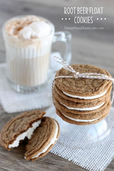 Root Beer Float Cookies Root Beer Cookies, The Best Cookie Recipes, Pistachio Pudding Cookies, Apple Cider Cookies, Beer Cookies, Cookie Contest, Apple Cider Caramels, Beer Float, Pudding Cookies