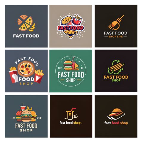 Worlds Top Fast Food Logo Design Template Food Shop Logo, Fast Food Logo Design, Fast Food Logo, Food Brand Logos, Organic Food Logo, Sushi Logo, Food Logos, Logo Design Graphics, Fast Food Logos