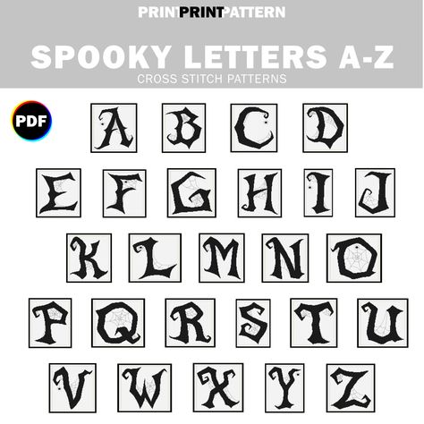 Spiderweb Font, Goth Bullet Journal, Goth Alphabet, Goth Lettering, Goth Fonts, Letters Cross Stitch, Nightmare Before Christmas Font, Spooky Letters, Christmas Fonts Alphabet