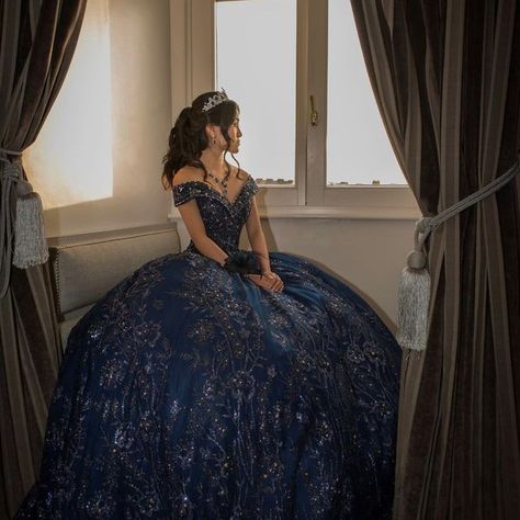 riana mae tan on Instagram: ". 13.05.22 debut 🤍" Blue Gold Quinceanera Theme, Dark Blue Charro Quinceanera Dresses, Dark Academia Quinceanera Theme, Dark Blue 15 Dresses Quinceanera, Dark Blue Ball Dress, Navy Quince Dress, Dark Quinceanera Dresses, Midnight Blue Quince, Midnight Blue Quinceanera Dresses