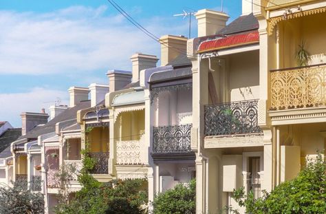 Historic terrace houses in the Sydney suburb of Paddington, NSW, Australia. : Design Talks Alamy Stock Photo, Terrace Houses, French Industrial, Front Door Design, Nsw Australia, Contemporary House Design, Terrace House, Sydney Australia, Urban Design