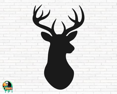 Buck Head Silhouette, Buck Silhouette, Hirsch Silhouette, Buck Antlers, Deer Head Silhouette, Stencil Patterns Templates, Deer Svg, Country Backgrounds, Hunting Svg