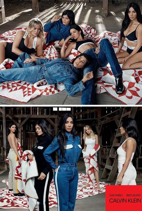 Kendall, Kylie, Kim,Kourtney and Khloe for Calvin Klein. Calvin Klein Kardashian, Kardashian Family Photoshoot, Photoshoot Calvin Klein, Kim Kourtney And Khloe, Khloe And Kourtney, Kourtney And Khloe, Kardashians Jenner, Calvin Klein Models, Kim And Kourtney