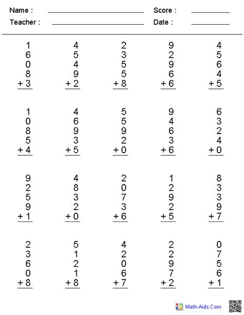 Addition Worksheets | Dynamically Created Addition Worksheets Soroban Worksheet, Addition Table, Table Worksheet, Math Division Worksheets, Third Grade Math Worksheets, Abacus Math, Addition Worksheet, Math Practice Worksheets, Maths Paper