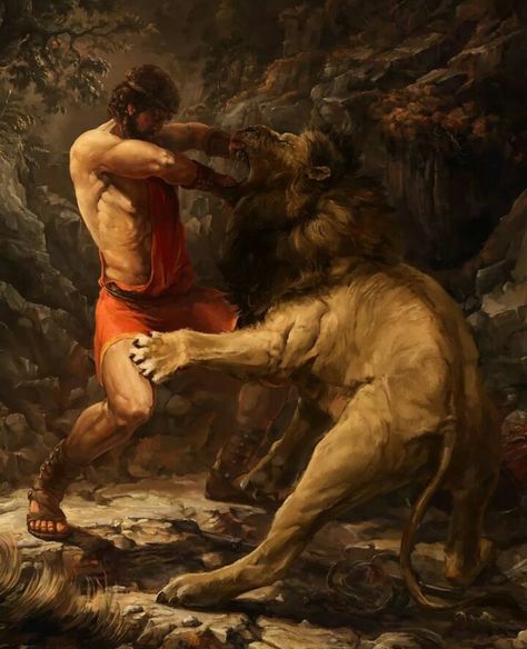 Nemean Lion, Biblical Artwork, Masculine Art, Greek Paintings, Istoria Artei, Rennaissance Art, Greek Mythology Art, 다크 판타지, Wallpaper Animes