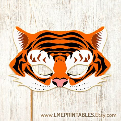 Tiger Mask Printable Animal Masks Childrens Party PDF Costume For Kids Adults Chinese New Year Zodiac Home Decor Carnival Birthday Halloween https://etsy.me/3wYqSHr #tigerillustration #halloween #masquerade #carnivalmask #Carnival #HomeDecor #halloweenparty #tigers Halloween Costume Animal, Halloween Birthday Decorations, Printable Animal Masks, Sabertooth Tiger, Chinese New Year Zodiac, Mask Printable, Paper Masks, Masquerade Halloween, Animal Halloween Costumes