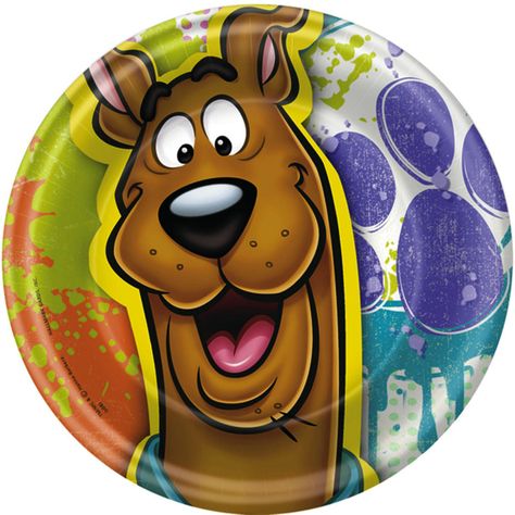 Scooby Doo Dessert Plates (8 count) Description: Ruh-Roh! Where is the cake? Package contains (8) 7" paper dessert plates with the face of Scooby Doo with paint splat Scooby Doo Birthday Party, Scooby Doo Images, New Scooby Doo, Cake Image, Edible Image Cake, Cake Images, Edible Cake, Kid Character, Red Design