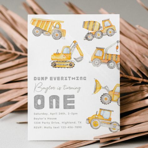 Construction 1St Birthday Invitation #zazzle #weddinginvitations #birthdayinvitations #babyshowerinvitations #zazzleinvitations #monogram #businesscards #graduation #homedecor Construction 1st Birthday, Construction Party Invitations, Construction Invitations, Construction Birthday Invitations, Construction Birthday Party, Birthday Party Design, Construction Birthday Parties, 2nd Birthday Invitations, Boy Birthday Invitations