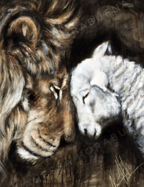 Vanessa Horabuena, Lamb To The Slaughter, Worship Art, Christian Art Print, Lion And Lamb, Jesus Artwork, Lion Painting, Prophetic Art, Jesus Painting