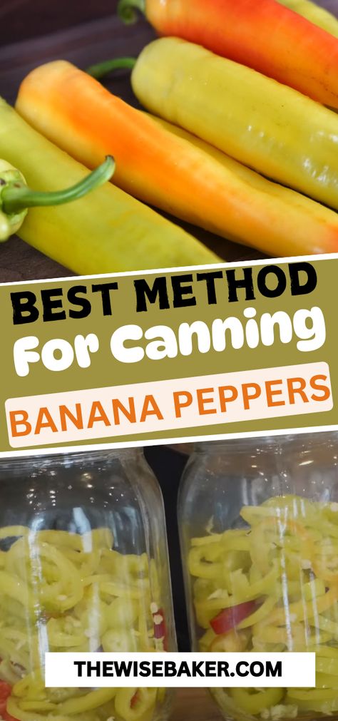 Preserve the fresh taste of banana peppers with this best method for canning! Ideal for pickling, this process locks in the peppers’ flavor and crunch, perfect for enjoying year-round. Whether you prefer them mild or spicy, this easy canning technique ensures your banana peppers stay vibrant and delicious for months. Grab your jars, vinegar, and spices, and get ready to enjoy homemade, shelf-stable peppers anytime! Canning Banana Peppers, Canning Peppers, Hot Banana Peppers, Pickled Banana Peppers, Canning Process, Easy Canning, Pickling Salt, Cucumber Recipes, Stuffed Banana Peppers