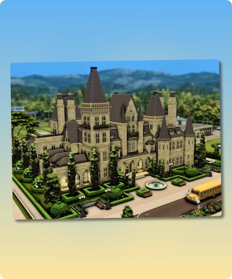 Sims 4 House CC: Private School Private School Sims 4, Sims 4 School, Sims 4 House Cc, Grand Castle, Sims 4 Restaurant, Moroccan Style Home, Sims 4 House, Sims 4 Cc Download, Best Sims