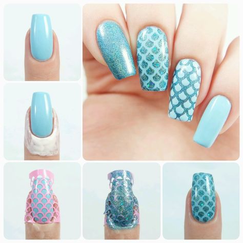 Scale Nail Stencils - Snail Vinyls - 3 Nails Goddess, Scale Nail Art, Airbrushed Nails, Nail Art Step By Step, Stamped Nails, Art Step By Step, Nail Art Diy Easy, Nail Stencils, Picture Tutorial