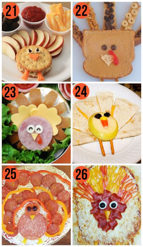 Fun Thanksgiving Food Ideas For Kids- love these fun turkey snack ideas.  I love making thanksgiving memories as a family. Daycare Thanksgiving Lunch, Thanksgiving Turkey Food Craft, Kindergarten Thanksgiving Feast Ideas, Classroom Thanksgiving Feast Food Ideas, Turkey Themed Snacks For Kids, Turkey Sandwich Thanksgiving, Turkey Pizza, Thanksgiving Lunch, Turkey Treats