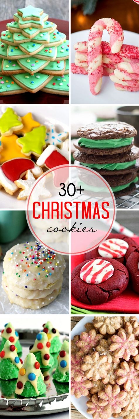 30+ incredible Christmas Cookie Recipes all in one spot! You will definitely find a cookie recipe here that you will love! Baking Simple, Jul Kaka, Baking Holiday, Simple Baking, Delicious Christmas Cookies, Christmas Cookie Exchange, Christmas Cookies Easy, Xmas Cookies, Christmas Sweets