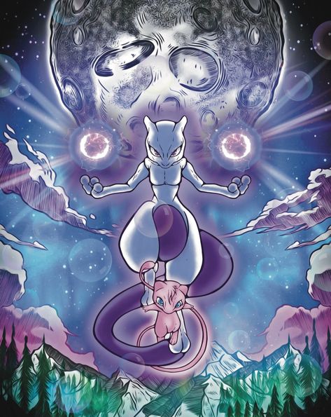 Mew and Mewtwo unite to do battle Mew Two, Mewtwo And Mew, Mewtwo Wallpapers, Mewtwo Tattoo, Mew Wallpaper Pokemon, Mewtwo Art, Pokemon Mewtwo Wallpapers, Mewtwo Fanart, Mew And Mewtwo Art