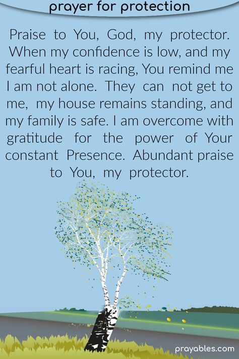 Praise to You, God, my protector. When my confidence is low, and my fearful heart is racing, You remind me I am not alone. They can not get to me, my house remains standing, and my family is safe. I am overcome with gratitude for the power of Your constant Presence. Abundant praise to You, my protector. ~Share this prayer and pray daily. There's more prayers for protection on prayables.com God My Protector, Prayer For Family Protection, Prayers For Family Protection, Prayers For Protection, My Protector, Pray Daily, Family Protection, Protect Family, Prayer For Protection