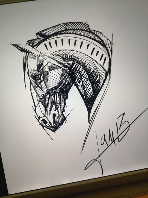 Alex Nechita -geometric horse sketch, tattoo design. ipadpro Horse Head Drawing, Geometric Horse, Athena Tattoo, Conceptual Sketches, Head Drawing, Horse Sketch, Horse Art Print, Sketch Tattoo Design, Sketch Tattoo