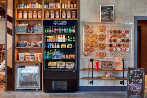 Hotel Photos | Moxy Chattanooga Downtown Photo Gallery Hotel Snack Bar, Office Snack Bar, Hotel Cafeteria, Micro Market, Hotel Sweet, Hotel Minibar, Business Plan Infographic, Commercial Fridge, Snack Rack