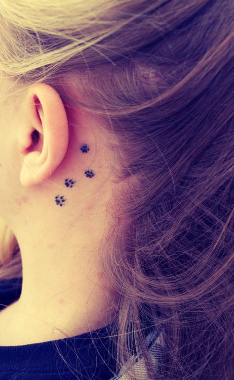 Small Paw Print Tattoo Behind Ear, Dog Paw Tattoo Behind Ear, Paw Print Tattoo Finger, Paw Prints Behind The Ear Tattoo, Behind The Ear Paw Print Tattoo, Mini Paw Print Tattoo, Paw Tattoo Behind Ear, Paw Print Tattoo Behind Ear, Zoey Tattoo