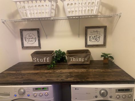 Laundry Furniture, Laundry Gifts, New Washer And Dryer, Farmhouse Laundry, Wood Table Top, Laundry Room Organization, Laundry Room Decor, Room Organization, Washer And Dryer