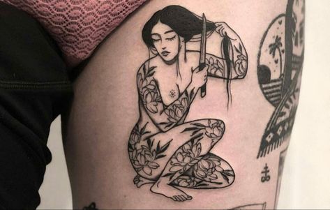 Pinup Tattoo, Geisha Tattoo, Canada Vancouver, Muster Tattoos, 4 Tattoo, Elegant Tattoos, Tattoo Placement, Fun Times, Piercing Tattoo