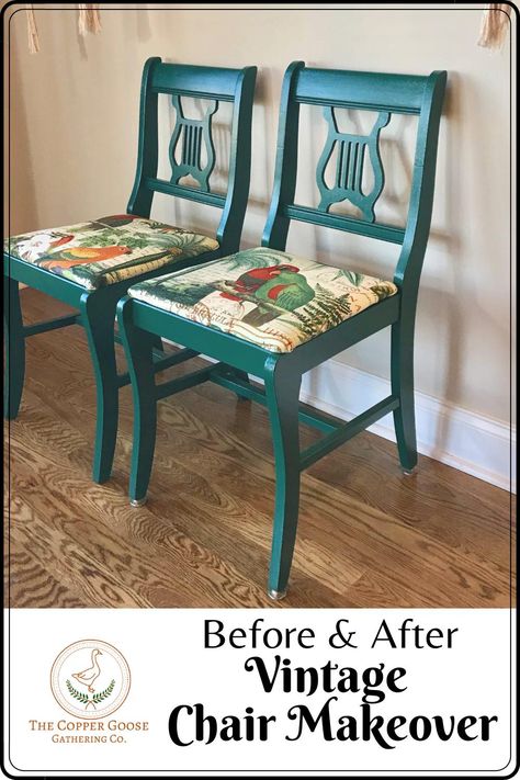 How To Reupholster Dining Room Chairs, Painting Old Chairs, Wooden Chair Makeover, Decorated Chairs, Paint Chairs, Painted Wooden Chairs, Chalk Paint Chairs, Thrifted Furniture, Upcycle Chair